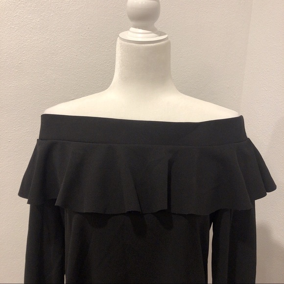 Zara Off the Shoulder Ruffle Black Mini Dress - Picture 11 of 11